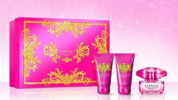 Versace Bright Crystal Absolu Набор Женский (Туалетная вода 90 мл + бальзам для тела 100 мл + гель для душа 100 мл + косметичка)